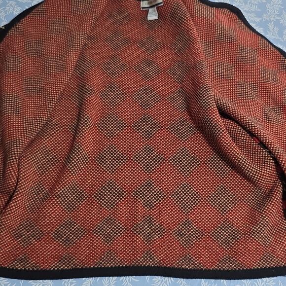 VTG Crystal-Kobe Sz XL Red Black Argyle Gold Button Pockets Cardigan Sweater - Picture 13 of 13